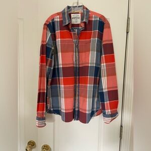 Aeropostale Red Navy Plaid Button-Up Shirt